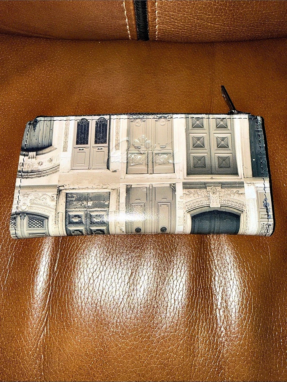 Zip Around Wallet in Black & Brown